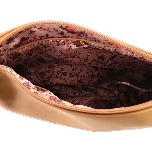 Joy Susan Shoulder Bag Purse 12"x9" Tan Soft Faux Suede, FloraL Lining - NWOT - Picture 6 of 10